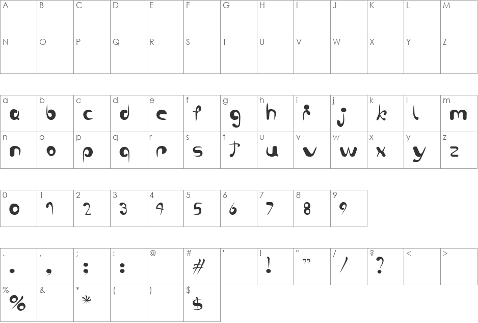 ruculus bold font character map preview