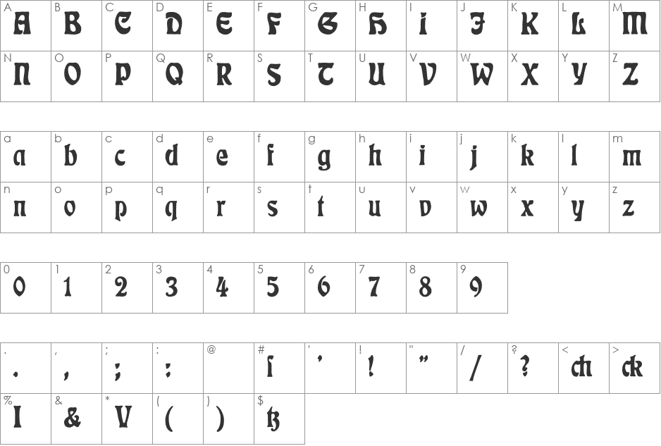 Rudelsberg-Plakatschrift font character map preview