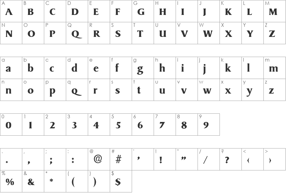 RudyBecker font character map preview