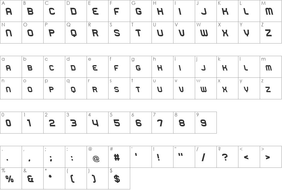 Rueck font character map preview