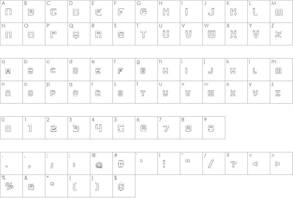Rueck Licht font character map preview
