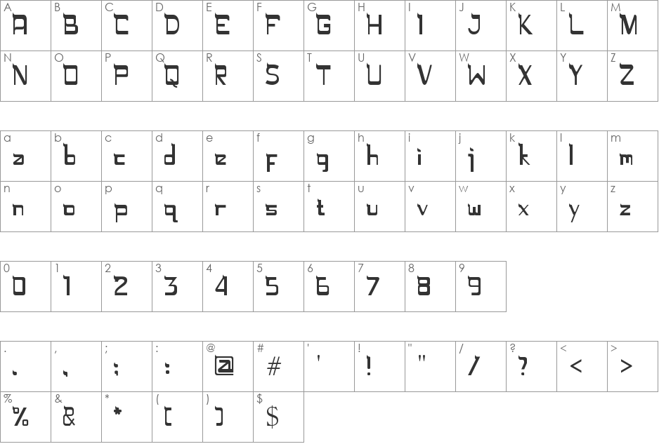 Rugamika font character map preview