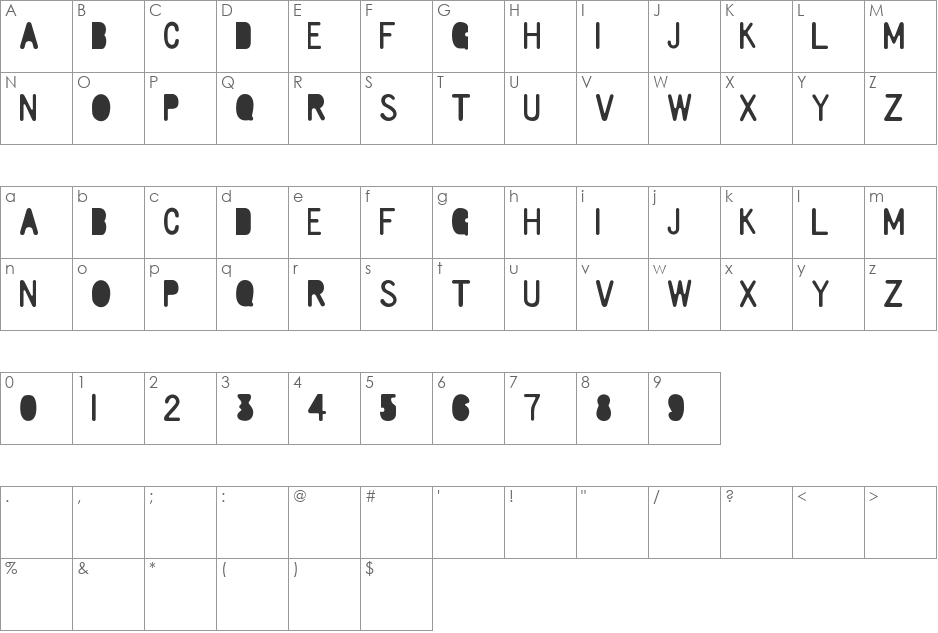 Ruler Elementary font character map preview