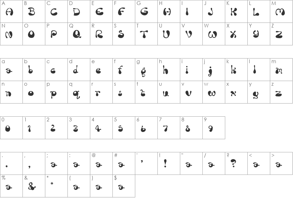 Rum Bubber font character map preview
