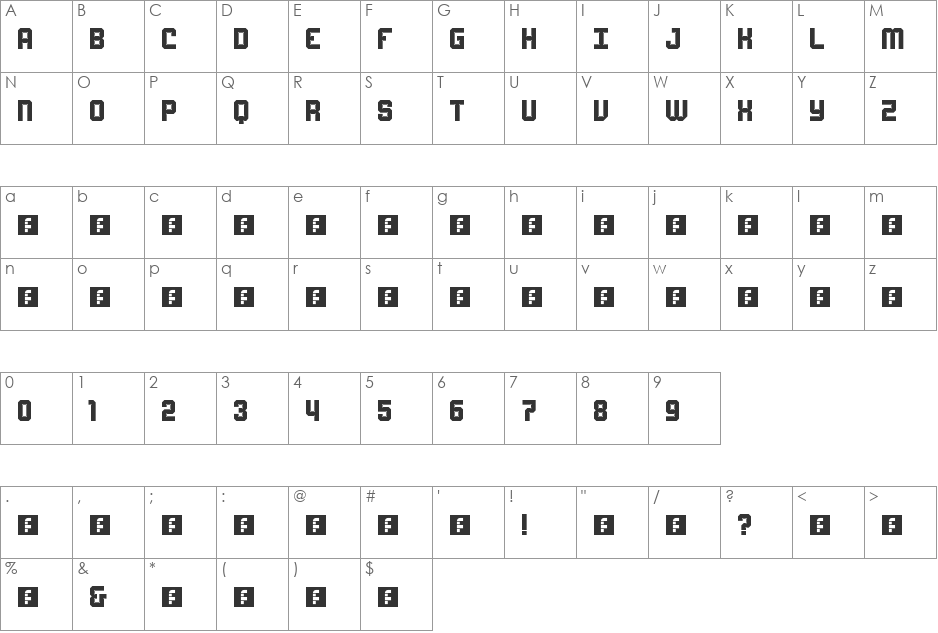 Rumble font character map preview