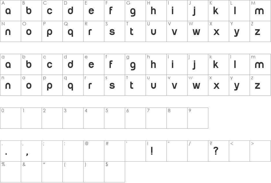 Run font character map preview