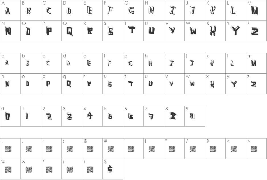 RunAway font character map preview