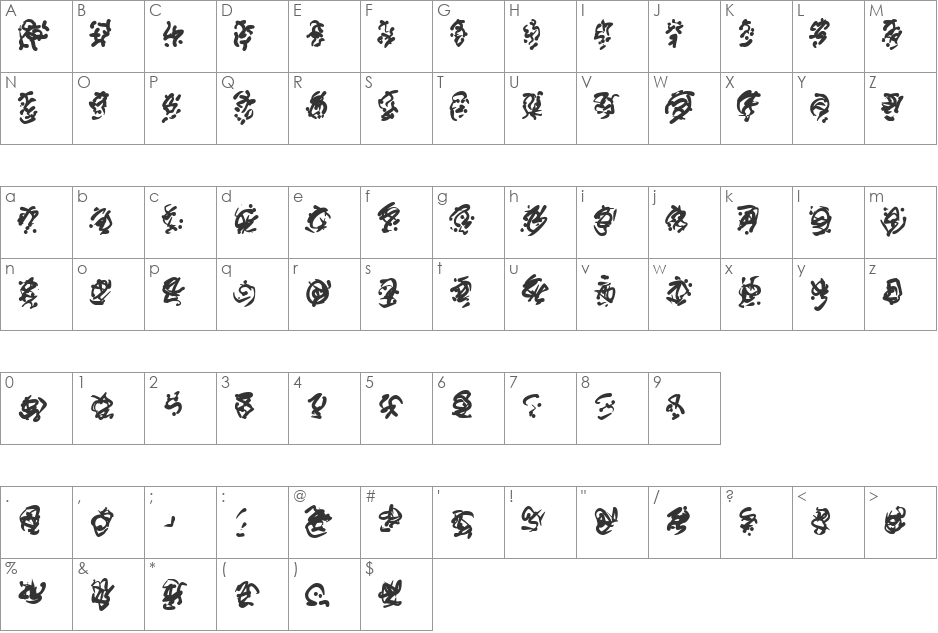 Runes of the Dragon font character map preview