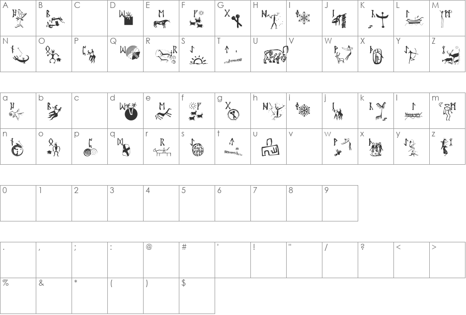 RuneStones font character map preview