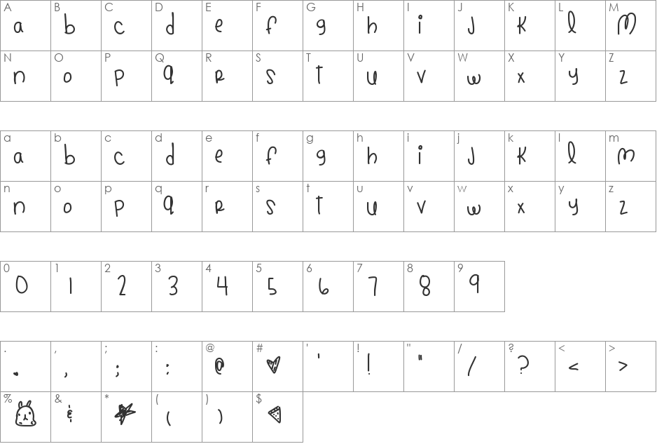 BandsMakeHerDance font character map preview