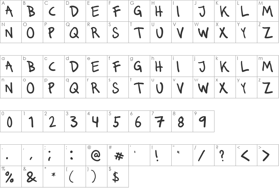 Runkmuskel font character map preview