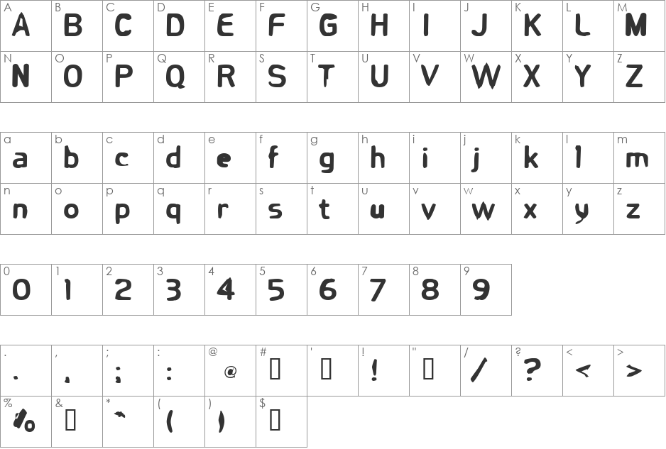 Runkspad font character map preview