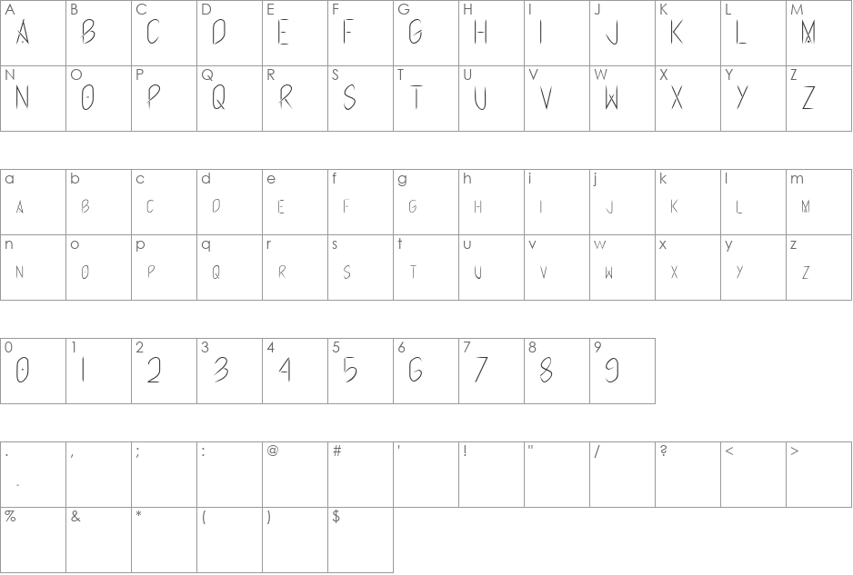 RUNRABBIT font character map preview