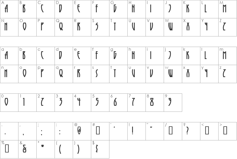 RunyTunesRevisited font character map preview