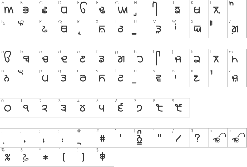 Rupe 7 Bold font character map preview
