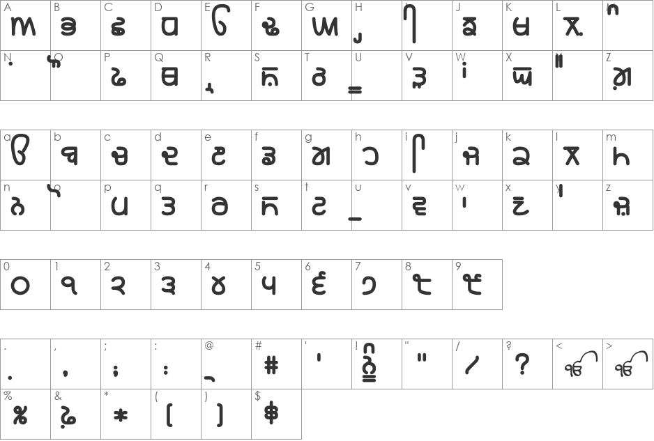 Rupe 9 Black font character map preview