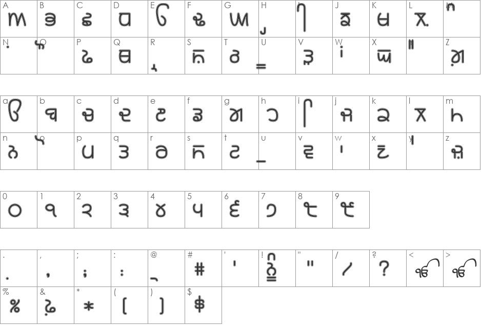Rupe Border 9 Black font character map preview