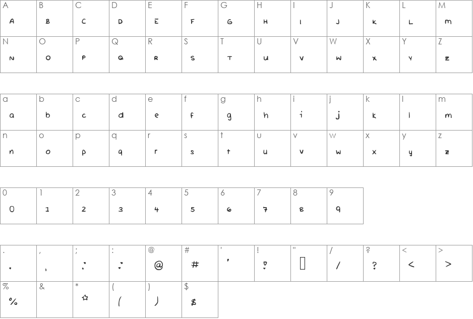 Rurichii font character map preview