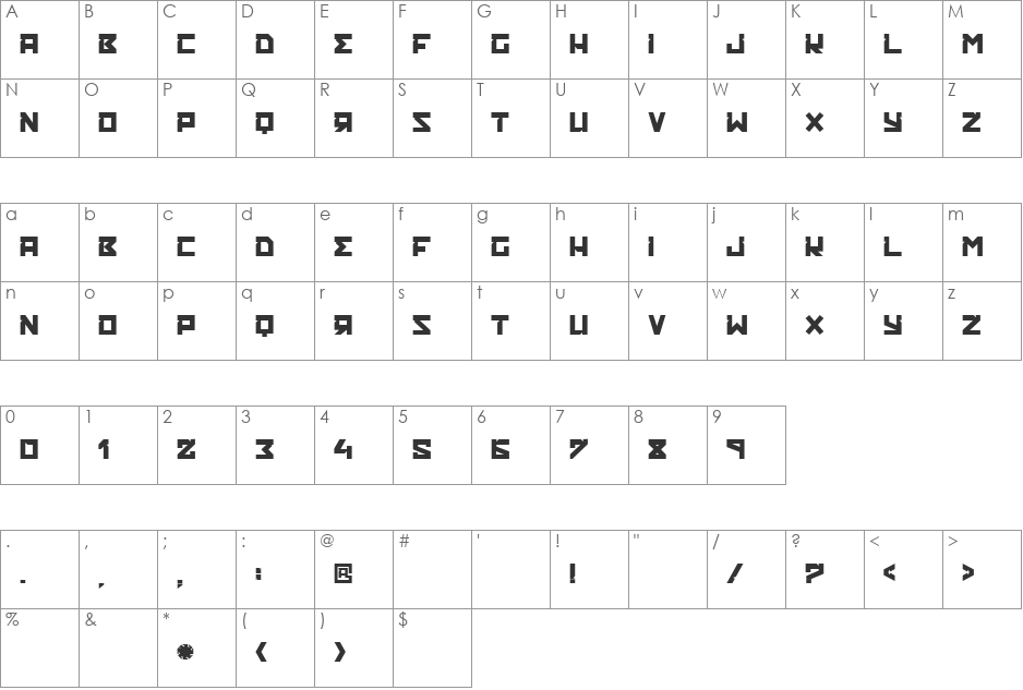 RUSKOF font character map preview