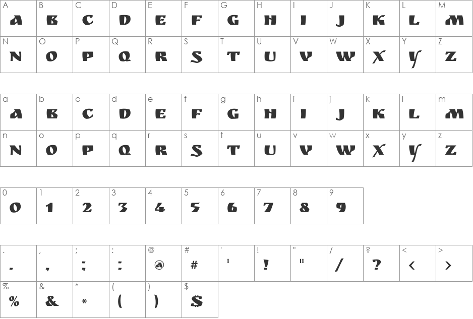 Ruslan Display font character map preview