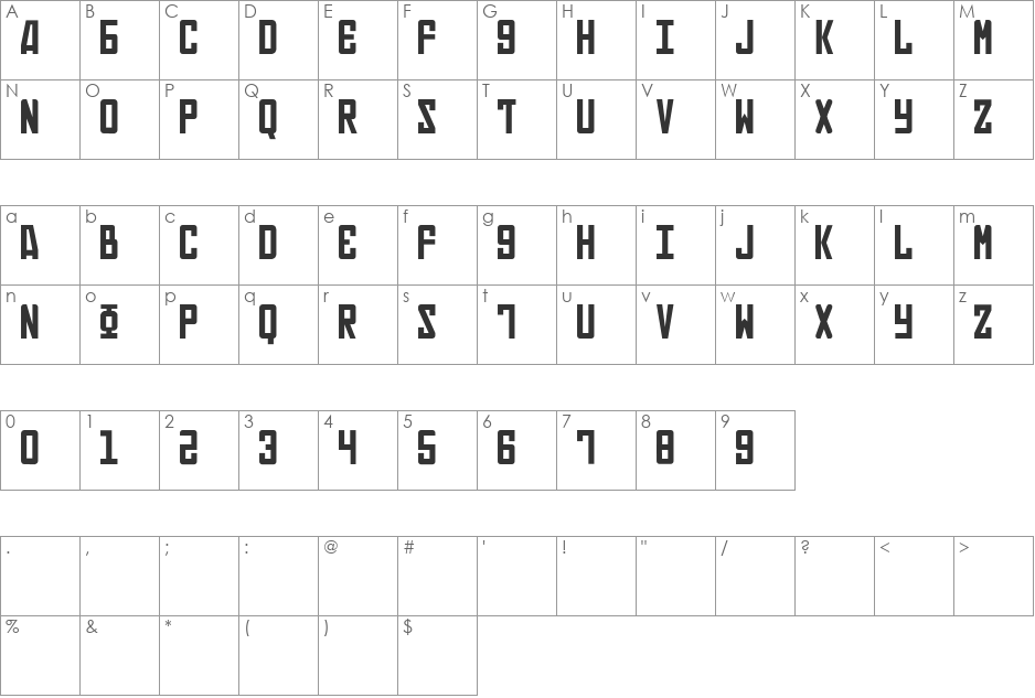 Russian font character map preview