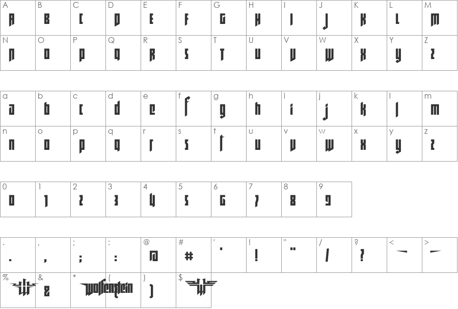 RUSWolfenstein font character map preview