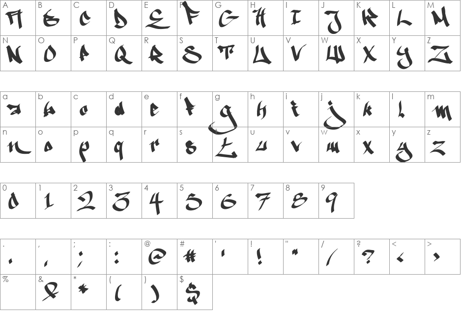 Ruthless Wreckin ONE font character map preview