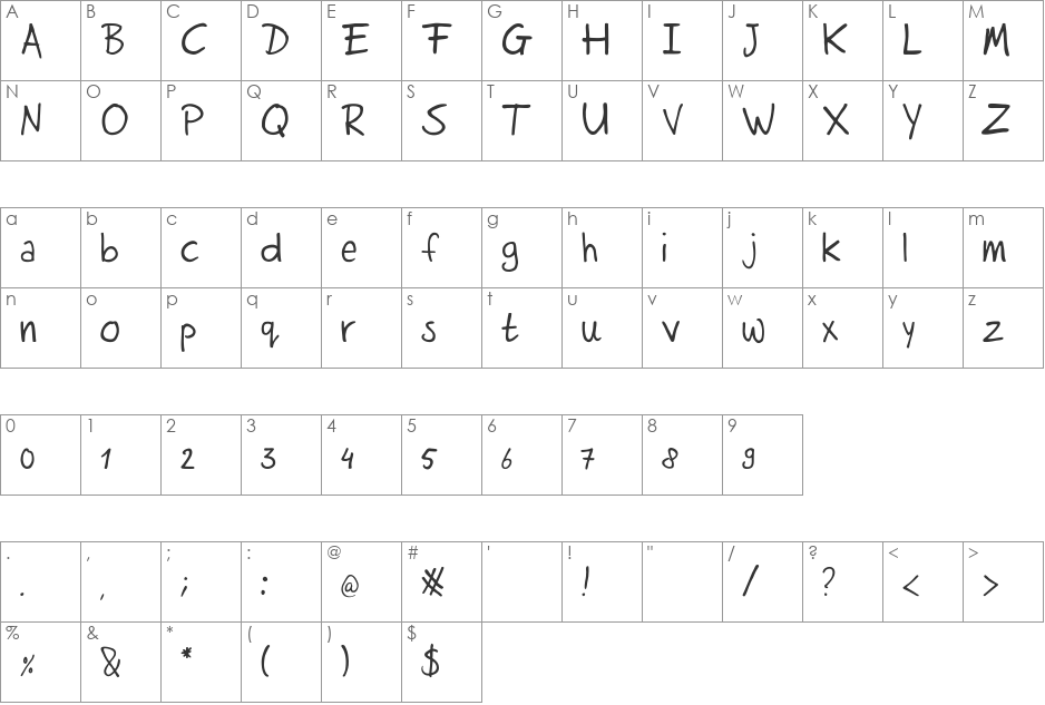 RutmerHand font character map preview