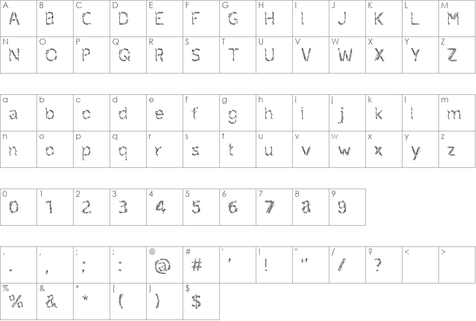 Ruxandra font character map preview