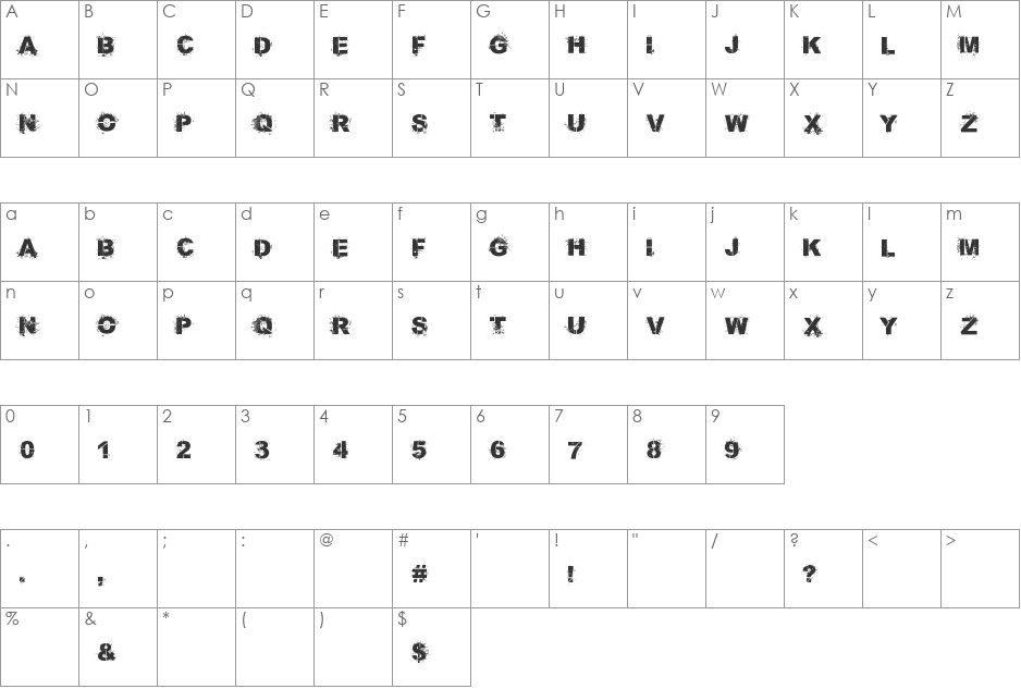 Bang 4 Ya Buck font character map preview