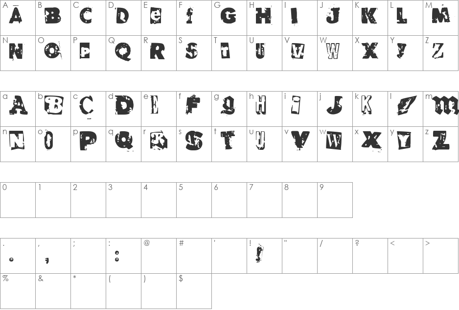 RvD_GLUED font character map preview