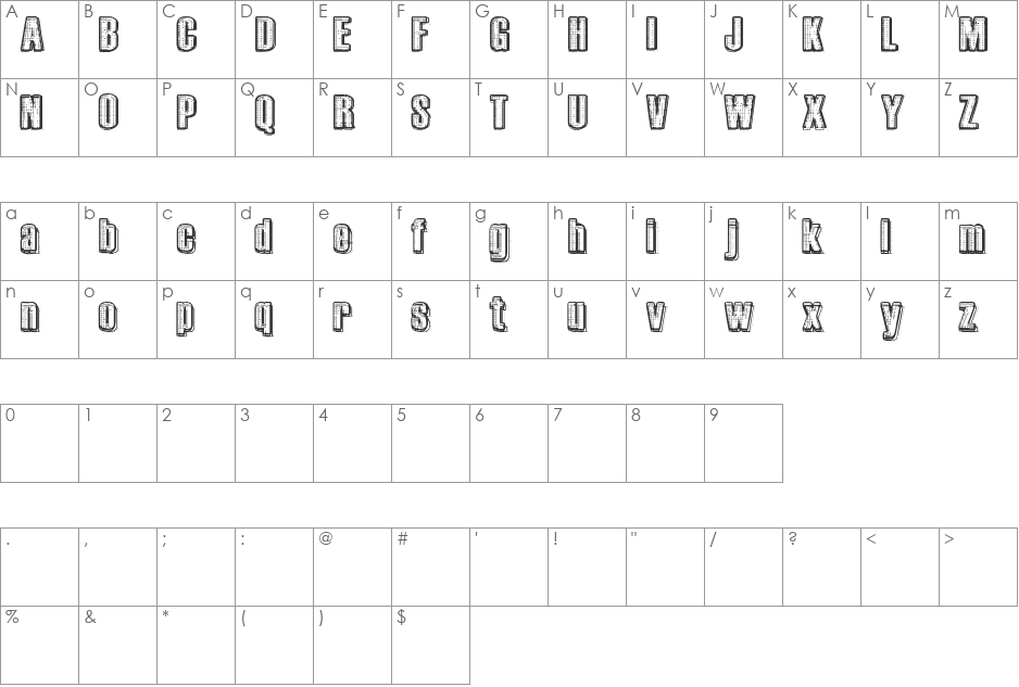 RvD_PRINTPLATE font character map preview