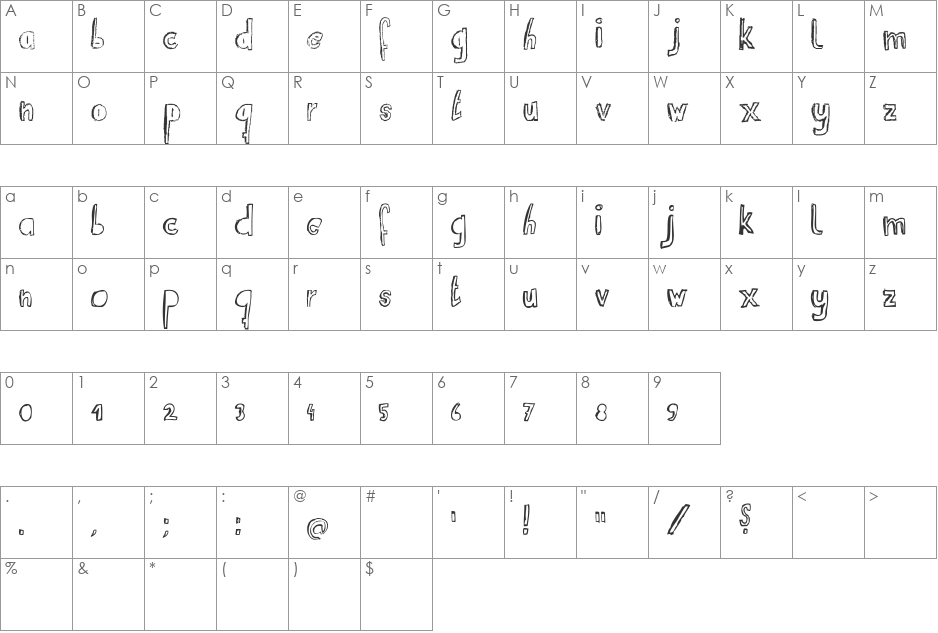 RvD_SUITCASEBOY font character map preview