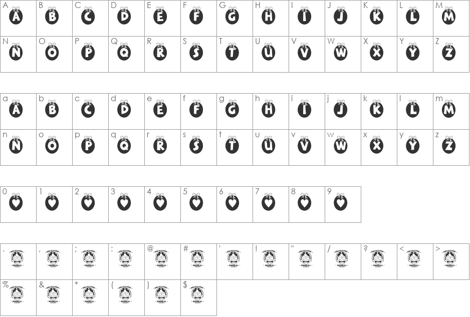 RY-THA font character map preview