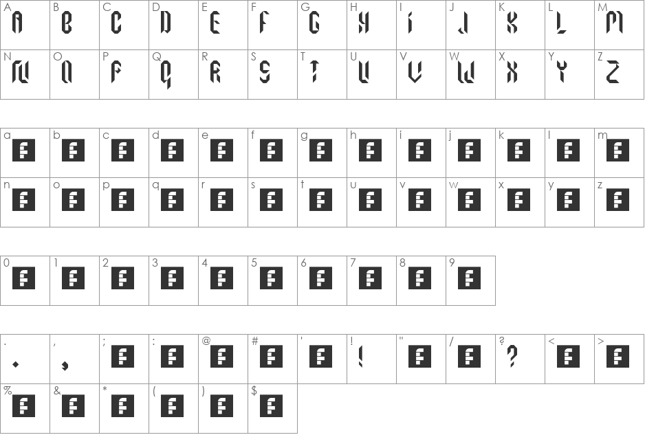 Ryblage font character map preview