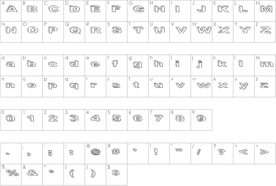 Ryckindor font character map preview