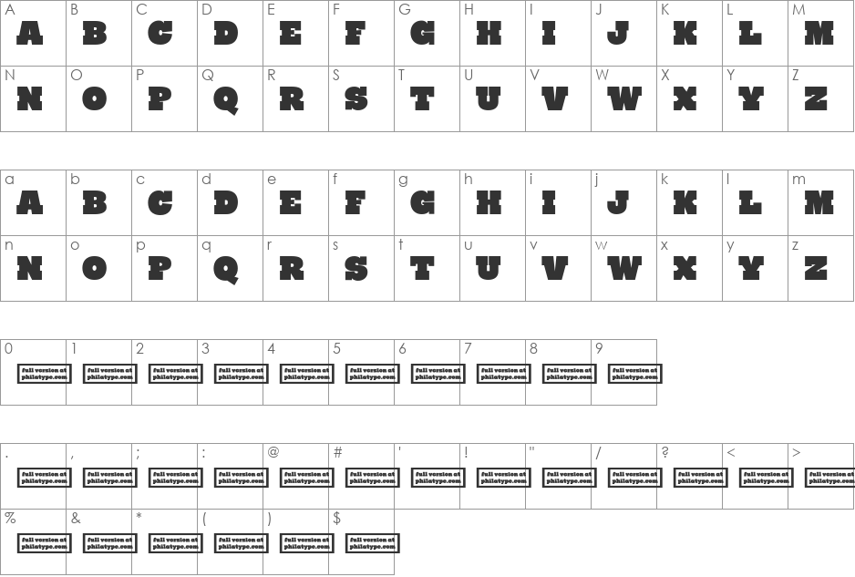 Ryno Slab Demo font character map preview