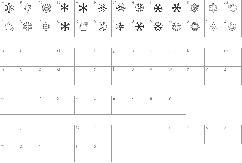 ryp_sflake8 font character map preview