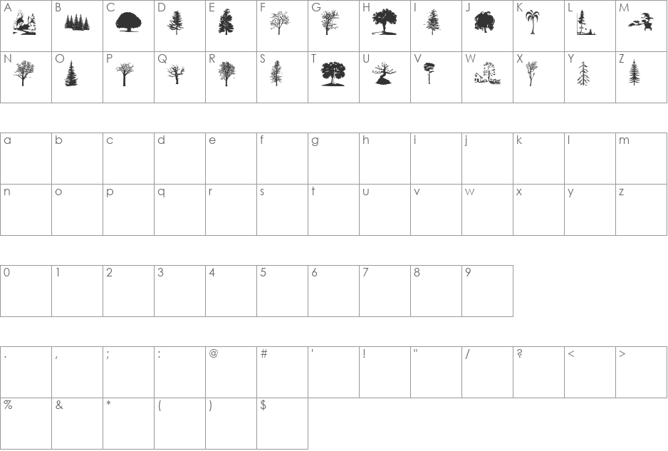 ryp_trees1 font character map preview