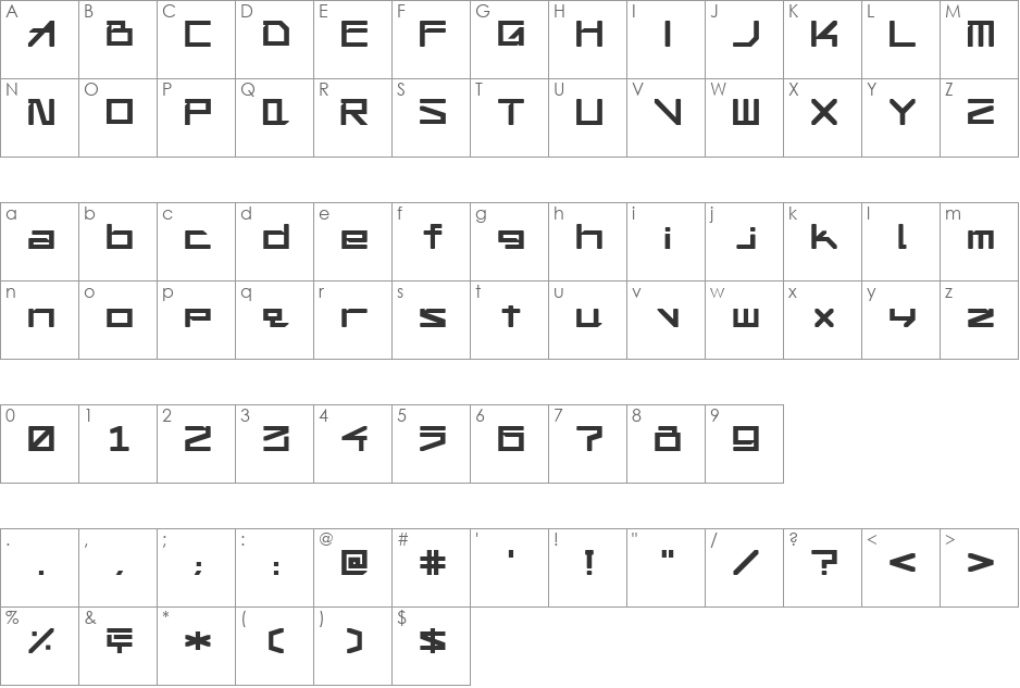 !Square Engine 050 Apex font character map preview