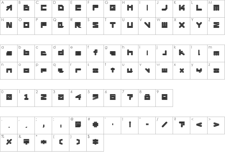 !Square Engine 350 Latex font character map preview