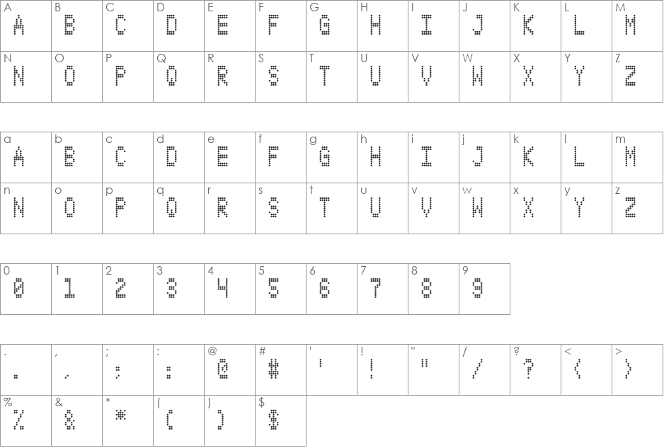 S4QUFX font character map preview