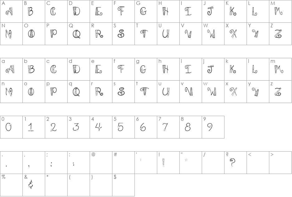 SA Patrotic font character map preview