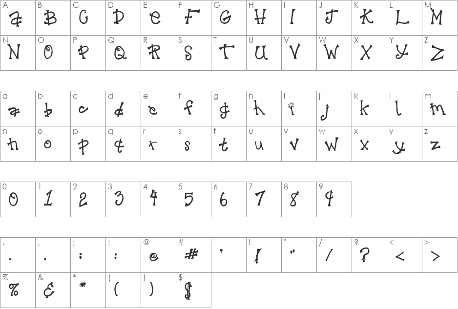 SA-Krazy4Scraps font character map preview