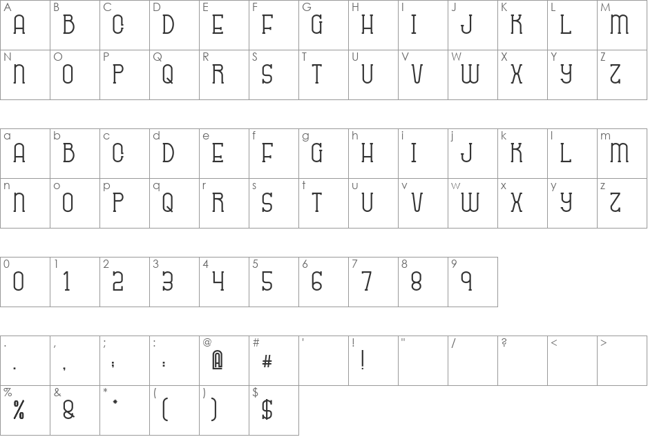 SABITYPE font character map preview