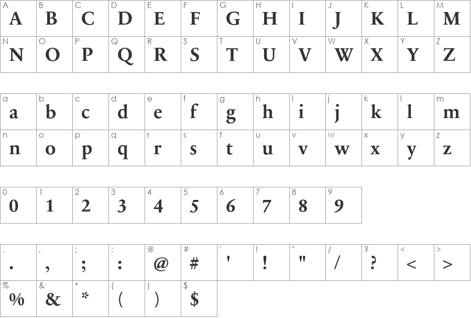 SabonNext RW Reg font character map preview