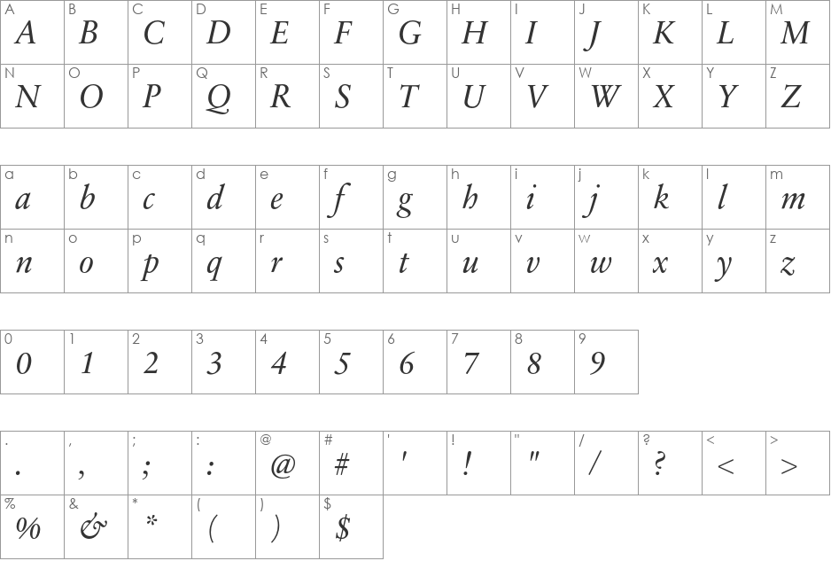 SabonNext RW RegDemi font character map preview