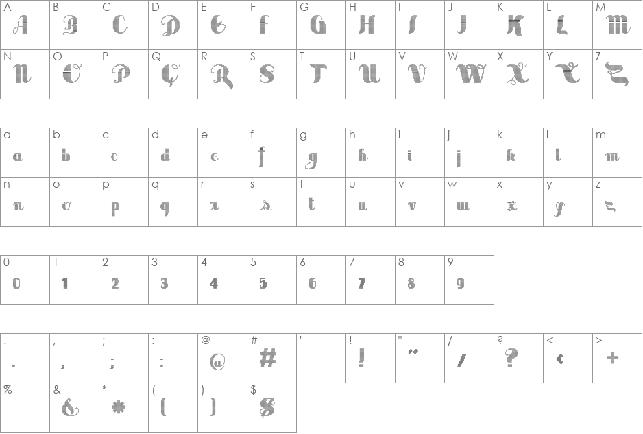 Sabor Digital font character map preview