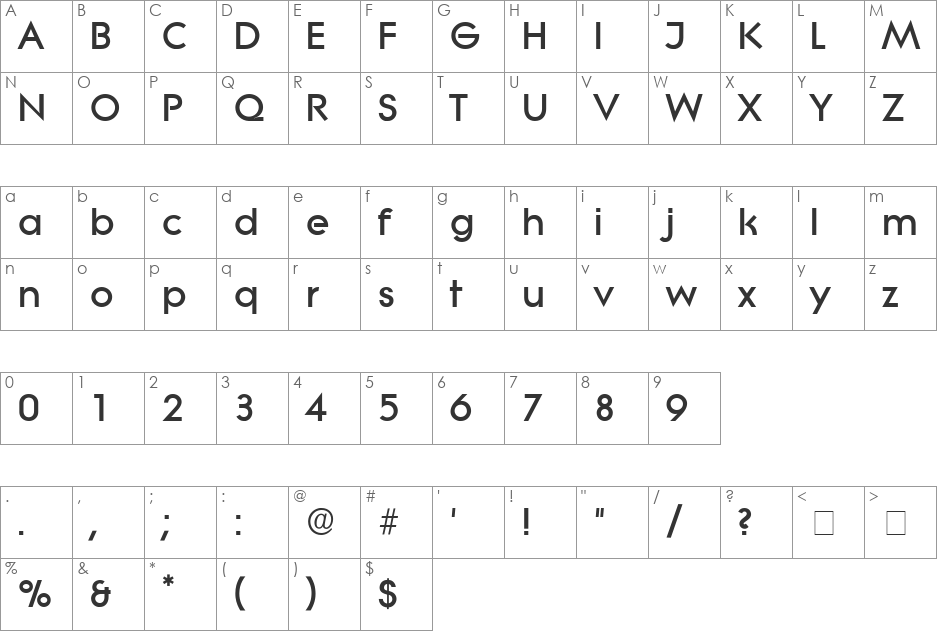 Sabor Display SSi font character map preview