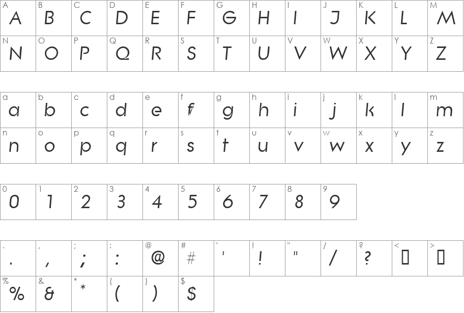 SaborSSK font character map preview